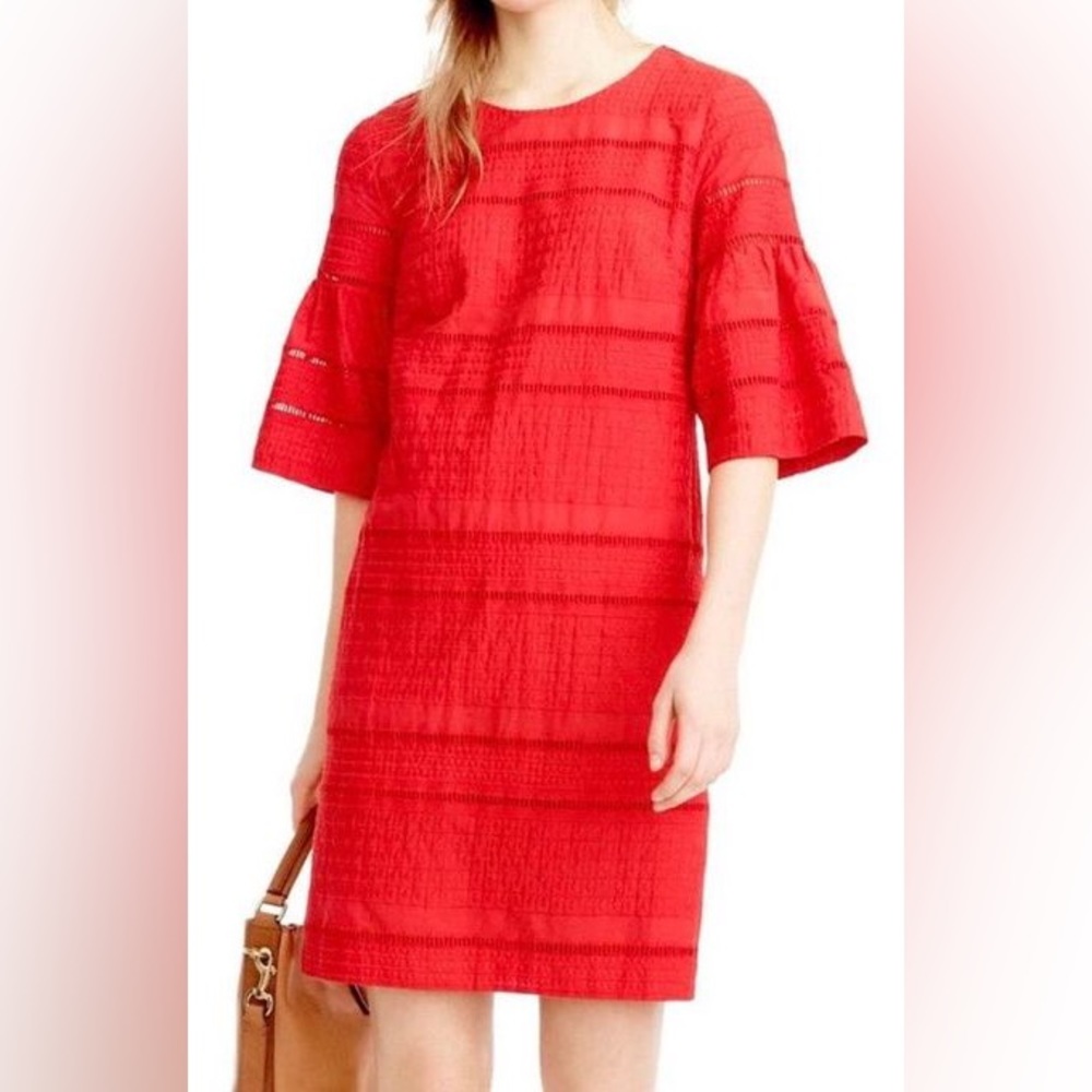 J.CREW flutter sleeve red eyelet cotton dress sz. 4